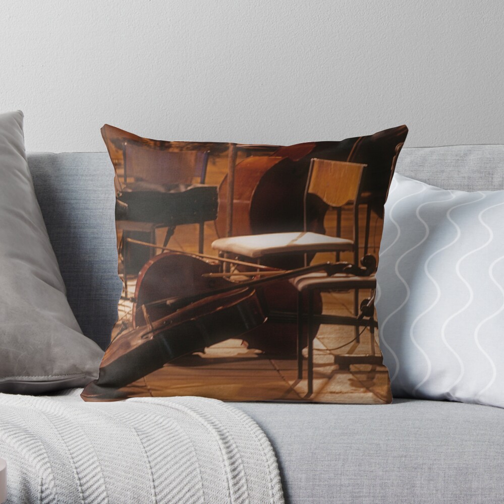 Product image for throw pillow: Cello during concert pause.