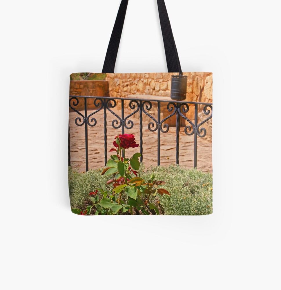 Product image for tote bag: Red rose in Ronda, Spain.